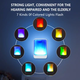 Loud Flash Doorbell with 7 Colors of Bright Light and 4 Volumes, Wireless Doorbells 600 feet,at Home/Office,Suitable for the Elderly, Hearing Impaired People,1 Transmitter with 2 Receivers