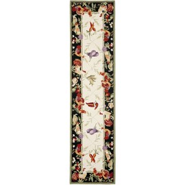 Safavieh Chelsea Collection HK94A Hand-Hooked French Country Wool Accent Rug, 1'8" x 2'6", Ivory / Black