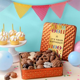 Birthday Food Gift Basket, Happy Birthday Chocolate, Birthday Gift Box, Food Birthday Gifts for Women and Men, Birthday Treats, Prime Snack Gift Arrangements, Bonnie and Pop