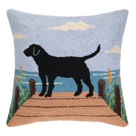 Peking Handicraft Lab on The Dock Hook Pillow, 18 by 18-Inch, Black