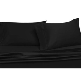 Royal Tradition Solid 600-Thread-Count, 100-Percent Cotton, 22-Inch Super Deep Pocket Queen Bed Sheets Set, Black