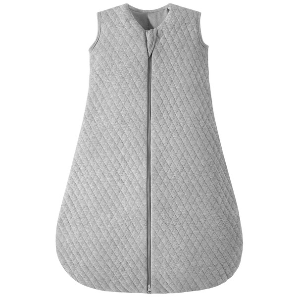 Yoofoss Baby Sleep Sack 0-6 Month TOG 2.5 Winter Baby Wearable Blanket, 100% Cotton Infant Newborn Sleeping Sack, 2-Way Zipper Warm Quilted Sleepsack Grey