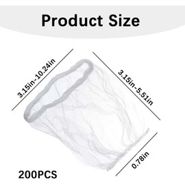 Pack of 200 White Sink Filter Bag, Elastic Sink Strainer Bag, Polyester Fibre Kitchen Sink Strainer Bag, Stretchy Drain Strainer Net with Small Mesh, for Kitchen, Bathroom, Filtering Dirt, Hair