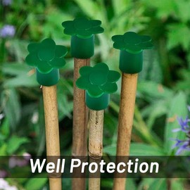 12 Pack Garden Cane Caps - Bamboo Stick Protectors Rattan Toppers - Small Plastic Cane End Covers for Outdoor Fence Rebar Stake (12 Pack)