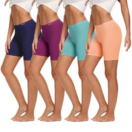 Molasus Womens Boxer briefs Cotton Boy Shorts Underwear Anti Chafing Bike Short Long Leg Under Shorts Multicolor 4 Pack X-Large