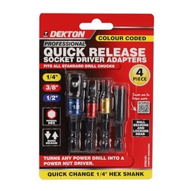 Dekton 4PC Impact Socket Adaptors – Durable Tool Set for Converting Socket Sizes | Compatible with Impact Wrenches and Ratchets | Chrome Vanadium Steel for Strength and Longevity