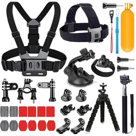 YEHOLDING Upgraded 25 in 1 Action Camera Accessory Kit Compatible with GoPro Hero 12 11 10 9 8 Max 7 6 5 Black Session Fusion Silver White DJI Insta360 SJCAM Campark and Other Action Cameras