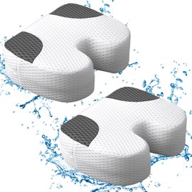 Suzile 2 Pcs Hot Tub Booster Seat Weighted Spa Bathtub Booster Inflatable Cushion Quick Dry Non Slip Bottom Portable Seat with 3D Air Mesh Cover Tub Accessory for Adult Indoor Outdoor(White Grey)