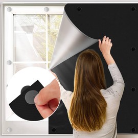 BKSAI Magnetic Blackout Blinds Window for Bedroom Traceless Removable, 76 * 96cm Any Shape & Size, No drilling 8 Magnets,Portable Black Out Blinds Curtains Blackout Material Cover