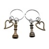 JewelryEveryday Bronze Chess Piece Charm Keychains with Heart Charms, King