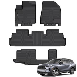 Auxko All Weather Floor Mats Fit for Nissan Pathfinder 2022 2023 7 Seat TPE Rubber Liners Set Nissan Pathfinder 2022 2023 Accessories All Season Guard Odorless Anti-Slip Floor Mats