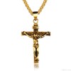 Stainless Steel Cross Necklace for Men Women Golden Crucifix Christian