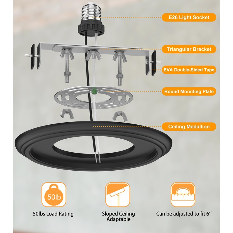 YIIZON Recessed to Pendant Light Converter Kit - 6 Inch