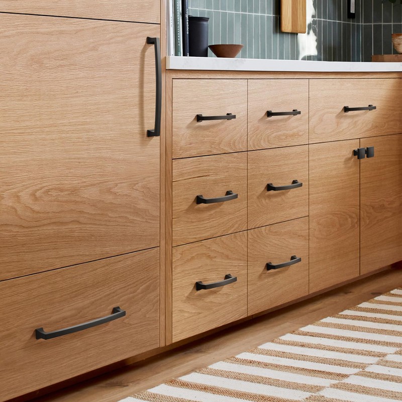 TUNNY 10 Pack Cabinet Handles-Matte Black 5"/128mm Screw Spacing Drawer