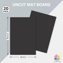 Mat Board Center, 20 Pack Uncut Mat Boards Only - 13x19 Black Backing Matt Boards for Prints, Crafts, Frames, Photos and More