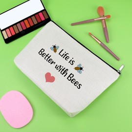 Bee Lovers Gifts for Women Bee Gifts Makeup Bag Bee Themed Gifts for Best Friend Bee Gifts Honeybee Gifts Bee Inspirational Gifts for Beekeeper Gifts Christmas Birthday Gifts Travel Cosmetic Pouch