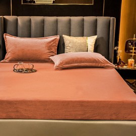 Tospass Fluffy Flannel Plush Fitted Sheet 160 x 200 cm Warm Fleece Flannelette Velvet Cashmere Touch Winter Fitted Sheet Cuddly Bed Sheet for Box Spring Bed Topper Mattress up to 30 cm High Caramel