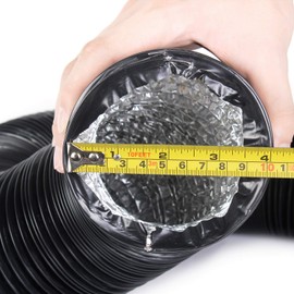 4 Inch Duct Hose by 12 Feet, Eau Black Flexible 4-Layers Aluminum Dryer Vent Tube Transition Duct Air Hose with 2 Screw Clamps Great for HVAC Duct, Clothes Dryer Duct, Air Duct
