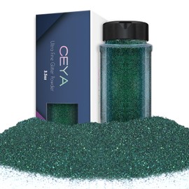 Ceya Ultra Fine Glitter Powder，3.5oz/ 100g Emerald Green Craft Glitter Powder Mixed Fine Iridescent Nail Sequins Flakes for Epoxy Resin, DIY Crafts Tumblers Painting, Scrapbooking, Christmas Decor