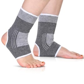 Haysandy 2 Pairs Kids Ankle Support Compression Kid Ankle Brace Elastic Kids Compression Socks Knitted Ankle Support Brace Ankle Sleeve for Jogging Running Fitness(Gray,10-15 Years)