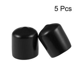 sourcing map 5pcs Rubber End Caps 21mm ID Vinyl Round Tube Bolt Cap Cover Screw Thread Protectors Black