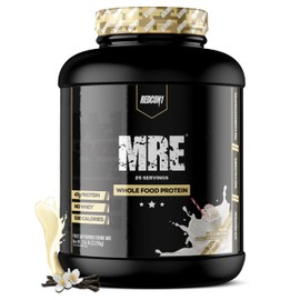 REDCON1 MRE Protein Powder, Vanilla Milkshake - Meal Replacement Protein Blend Made with MCT Oil & Whole Foods - Protein with Natural Ingredients to Aid in Muscle Recovery (25 Servings)