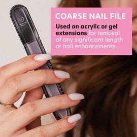 BONA FIDE BEAUTY Bona Fide Beauty Czech Glass Nail File for Acrylic Nails, Crystal Glass Nail File with Sleeve. Coarse Fingernail Filer for Fake Nails (Purple)