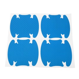 RATCHROLL 4 Pcs Universal Car Door Handle Cup Cover Adhesion Door Protection Door Bowl 3D Sticker Scratch Protector 86x94mm Carbon Fiber Pattern Blue PVC