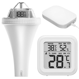 WiFi Pool Thermometer Floating App Pool Thermometer Wireless Digital Water Thermometer with Outdoor Sensor for Pond Indoor and Outdoor Swimming Pool