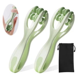 Hand Massager, Finger Massager, Pack of 2 Finger Massage Roller, Rolling Massage Tool, Massage Roller with Handle, Provides Stress Relief and Comfort for Hands (Green)