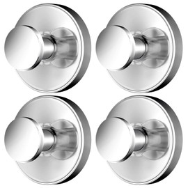 SOCORIA 2025 Upgraded Drill-Free Suction Cup Hooks, Stainless Steel Suction Cup Hooks for Shower, Mirror, Wall, Bathroom, Glass, Hanging Towels - 4 Pack, Bright Silver