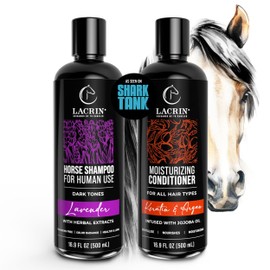 LACRIN Lavender Shampoo + Keratin & Argan Conditioner Bundle – As Seen on Shark Tank – Strengthens, Darkens, Moisturizes - Perfect Bundle For Dark Tones, 33.8 Fl Oz, Duo Pack