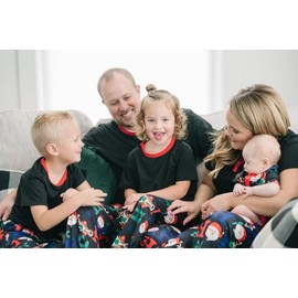 IFFEI Family Matching Pyjamas Set Festival Outfits Short Sleeve Two Pieces Santa Claus Printed Nightwear for Mom Dad Kids Sleepwear PJs M PET Grey-red