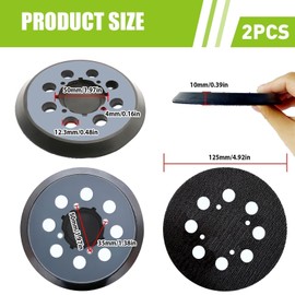 2Pcs 5 Inch 8 Hole Sander Pad for Dewalt DWE6421 6421K DWE6423 DWE64233 6423K N329079 DCW210B, Hook and Loop Replacement Polishing Buffing Orbital Sander Discs Round Backing Pad