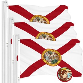 UD_G128 3 Pack: Florida FL State Flag  2.5x4 Ft  ToughWeave Series Embroidered 210D Polyester  Embroidered Design, Indoor/Outdoo