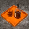 KEVLANG Orange Sturdy Acrylic Serving Tray with Handles-12x12Inch-Serving Coffee,Food,Breakfast,Butler-Kitchen Countertop