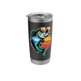 Retro Sunset Bass Fish Sunglasses Fishing Angler Fisherman Stainless Steel Insulated Tumbler