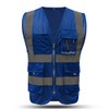 Large Blue safety vest reflective with pockets and zipper|High Visibility