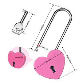 Gradleen Single Heart Lock with Key 3.5 Inches,50mm Love Padlock Rubber Painting Rose Red Metal Love Lock for Lovelock Bridge,Card Box,Jewelry Box,Diary Book,Handbag
