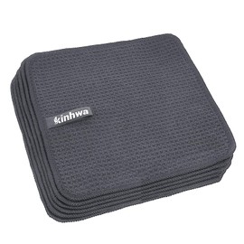 KinHwa Dish Cloths Grey Dish Cloth Waffle Cloth Microfibre Cloth Washable Dish Cloths for Kitchen Thick Cleaning Cloths Lint-Free 20 cm x 20 cm Pack of 6