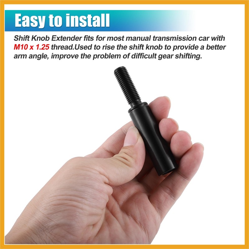 Partuto 51mm 2" Car Shift Knob Extension Aluminum Alloy Gear