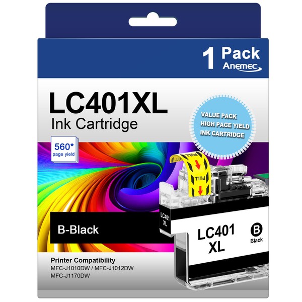 Anemec LC401 XL Black Ink Cartridges High Yield Replacement for