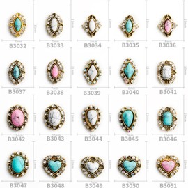 50PCS Western Nails Turquoise Nail Charms 3D Nail Art Supplies Nail Accessories Nail Decoration Retro Nail Charms for Manicure Craft
