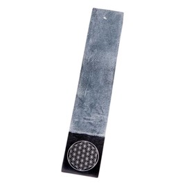 Incense Stick Holder Flower of Life Soapstone Black 25 x 5 cm Esoteric