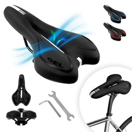Raganet, Asiento de Bicicleta, Sillín de Reemplazo, Cojín Suave, Cómodo e Impermeable, Prostático. Compatible con la Mayoría de Bicicletas, Unisex (Negro)