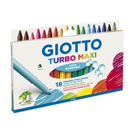 Giotto 0763 00 - Turbo Maxi Faserschreiber Kartonetui mit Hängelasche 18 sortierte Farben