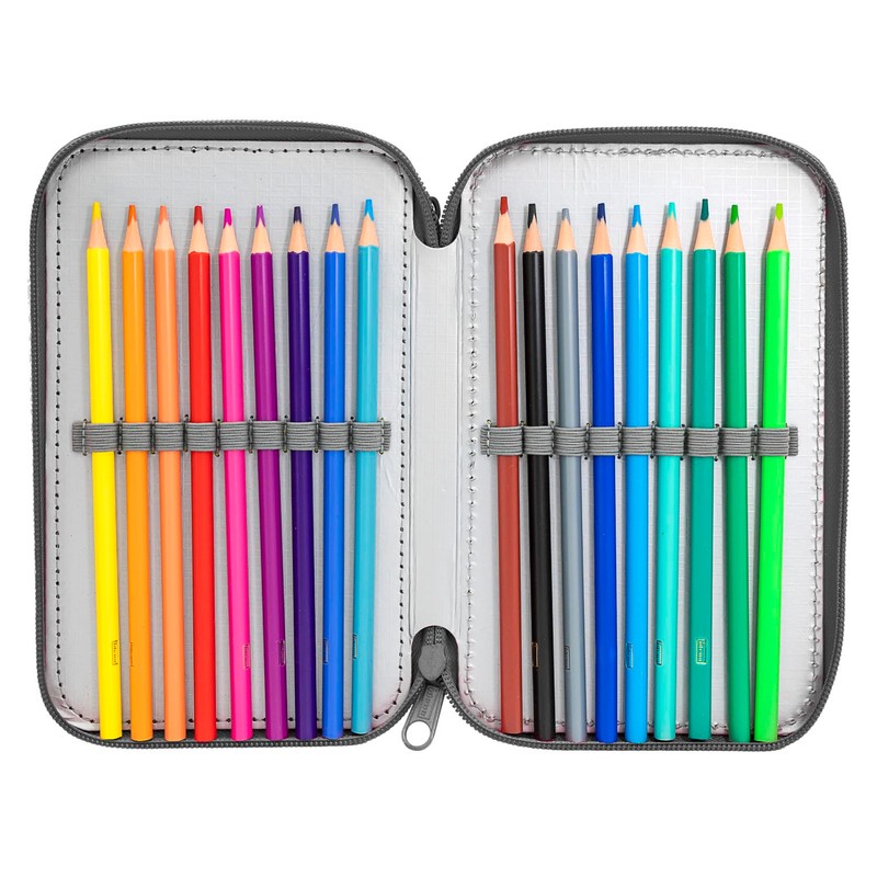 Idena 20123 Triple Pencil Case with 3 Zip Compartments Skateboard