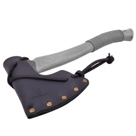 Cowhide Leather Hatchet Sheath Holster Axe Head Holder Blade Cover for Hiking (Black, S：3"~3 3/8")