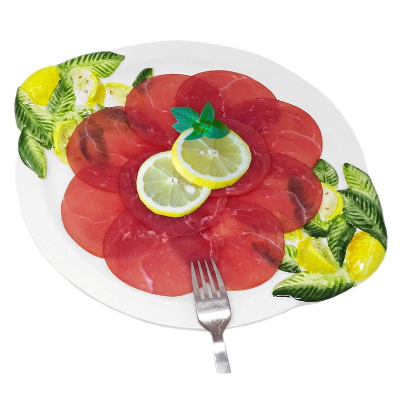Hand Made Italian Ceramic Round Dinner Plate in Lemon Design