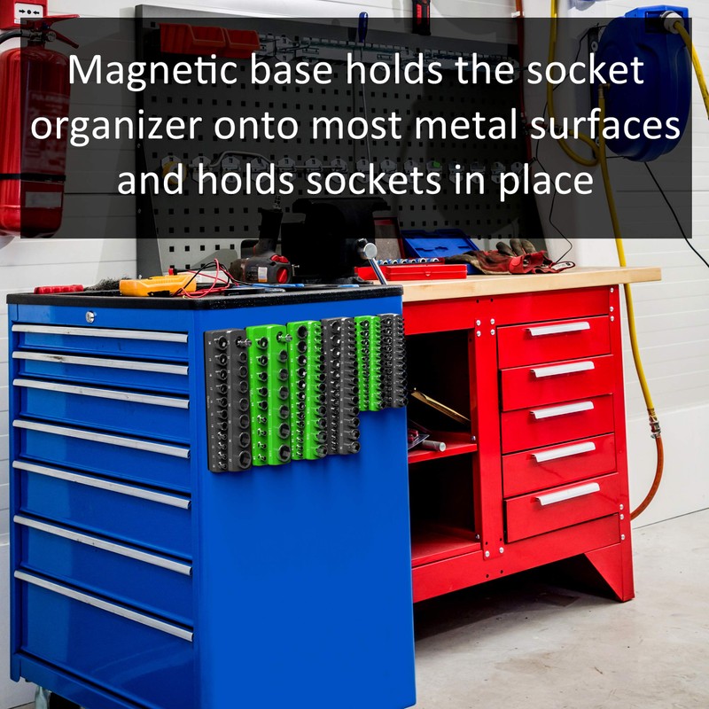Olsa Tools Magnetic Socket Organizer | 3 Piece Socket Holder